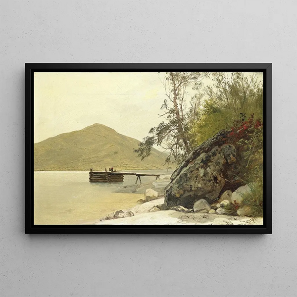 Landstigning vid Sabbath Day Point - John Frederick Kensett — inramlat konstverk på väggen