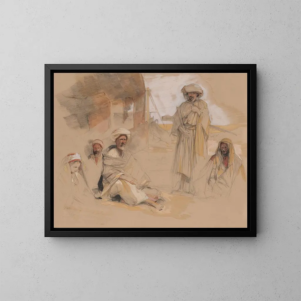 En beduinställning vid Gebel Tor i Sinaifjällen - John Frederick Lewis — inramlat konstverk på väggen