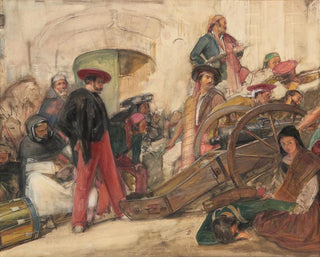 Scen de bataille espagnole: La proclamation de Don Carlos - John Frederick Lewis — vy av konstverket