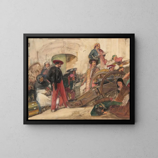 Scen de bataille espagnole: La proclamation de Don Carlos - John Frederick Lewis — inramlat konstverk på väggen