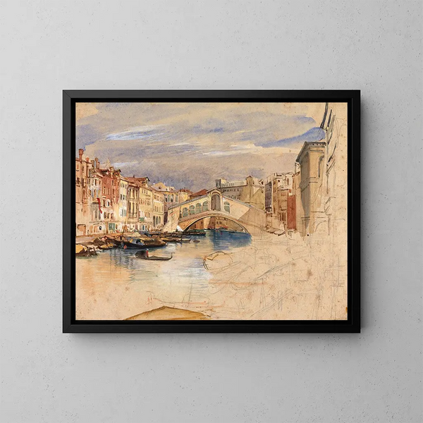 Venise, den stora kanalen och Rialto - John Frederick Lewis — inramlat konstverk på väggen