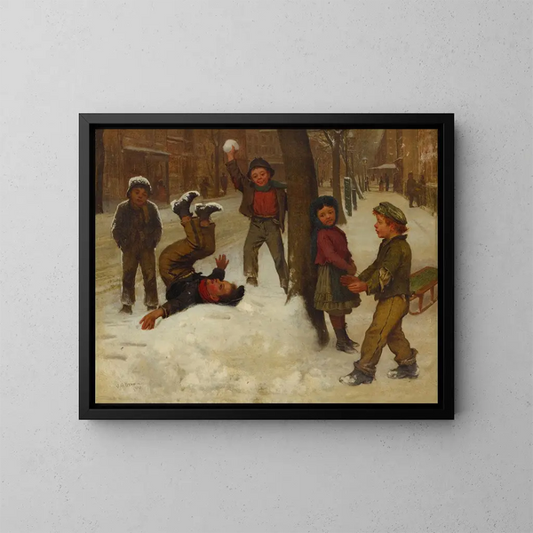 Vinterlekar - John George Brown — inramlat konstverk på väggen