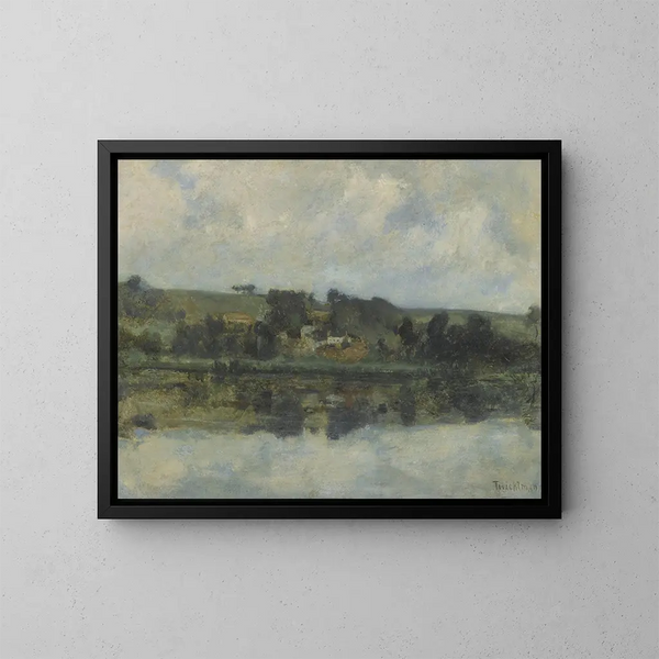 fransk flodscen - John Henry Twachtman — inramlat konstverk på väggen