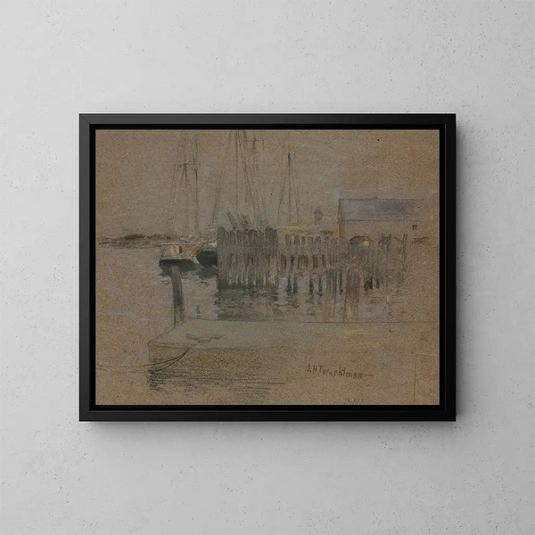 Gloucester hamn - John Henry Twachtman — inramlat konstverk på väggen