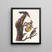 Pic à ailes dorées - John James Audubon — inramlat konstverk på väggen