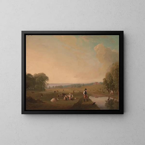 En vy av Theobalds Park, Hertfordshire - John James Chalon — inramlat konstverk på väggen