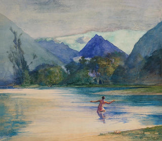 Ingången till floden VaiTePiha, kockarnas förankring - John La Farge — vy av konstverket