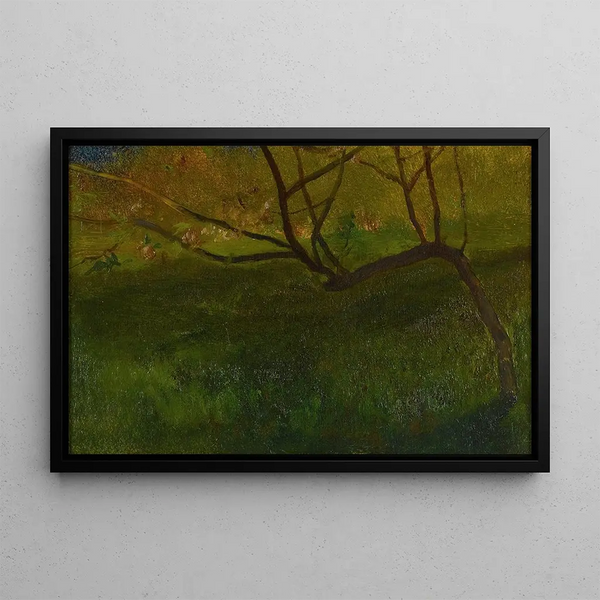 Studie av äppleträd på våren - John La Farge — inramlat konstverk på väggen