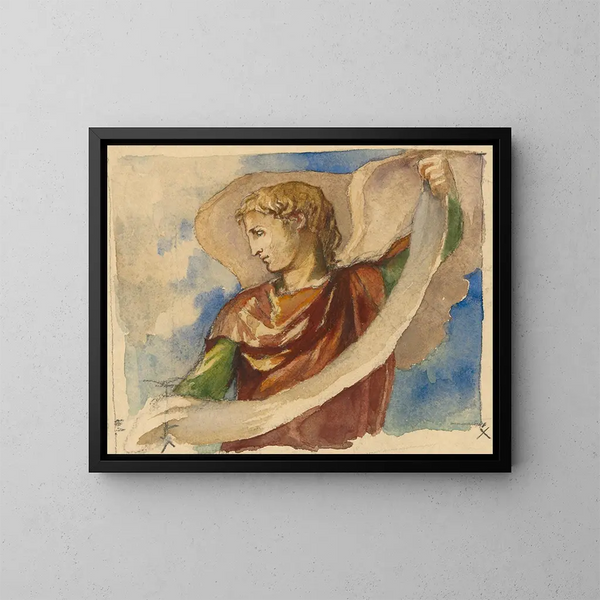 Studie för en ängel i dekorationen av Trinity-kyrkan i Boston - John La Farge — inramlat konstverk på väggen