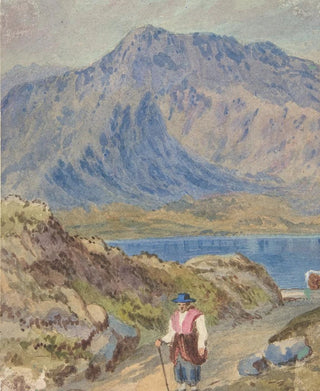 John Leech - Mountainous Landscape with Hiker.webp