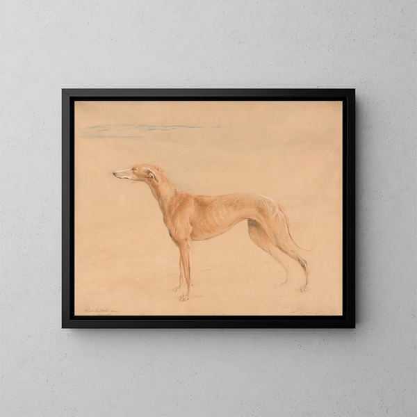 Le chien de chasse Thomasine - John Linnell — inramlat konstverk på väggen