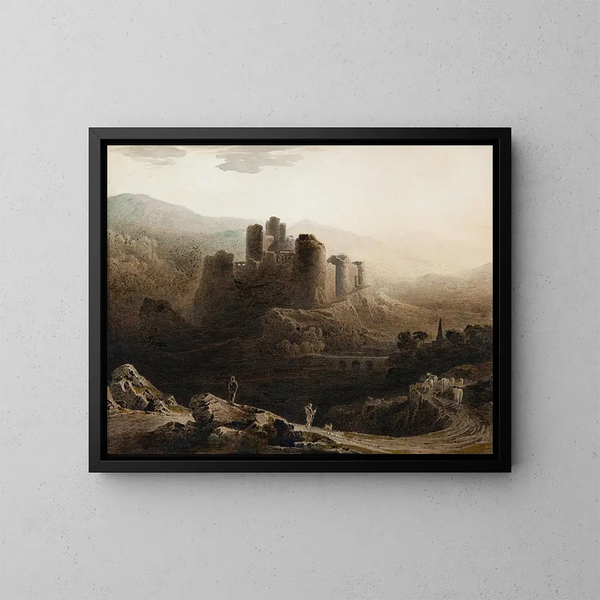 Lune sur le château de Chepstow - John Martin — inramlat konstverk på väggen