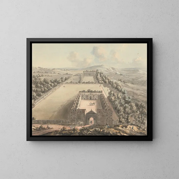 Les anciennes écuries de Petworth - John Melchior Barralet — inramlat konstverk på väggen