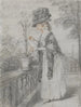 Dame sur une terrasse s'occupant d'un œillet - John Raphael Smith — vy av konstverket