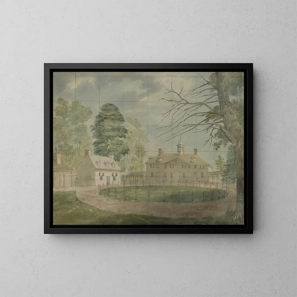 Mount Vernon med annexer sett från andra sidan av gången - John Rubens Smith — inramlat konstverk på väggen