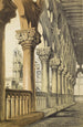 Exempel på arkitektur i Venedig, Dogepalatset, Renässanskapitäl i Loggian - John Ruskin — vy av konstverket