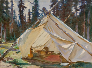 En tält i Klippiga bergen - John Singer Sargent — vy av konstverket