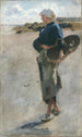 en ung bretonsk flicka med en korg Skiss för Ostronplockare från Cancale - John Singer Sargent — vy av konstverket