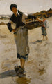 en bretonsk kvinna med en korg, skiss för Ostronplockare från Cancale - John Singer Sargent — vy av konstverket