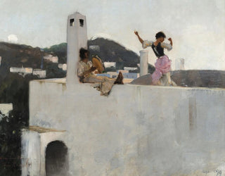 Fille de Capri sur un toit - John Singer Sargent — vy av konstverket