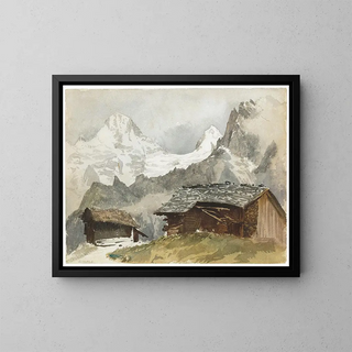 Chalets Breithorn i Mürren - John Singer Sargent — inramlat konstverk på väggen