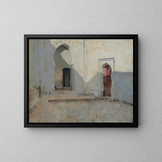 inomhusgård i Tétouan, Marocko - John Singer Sargent — inramlat konstverk på väggen