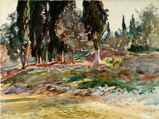 Cyprès vid Gardasjön i San Vigilio - John Singer Sargent — vy av konstverket