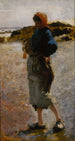 ung flicka på stranden Skiss för Ostronplockare i Cancale - John Singer Sargent — vy av konstverket