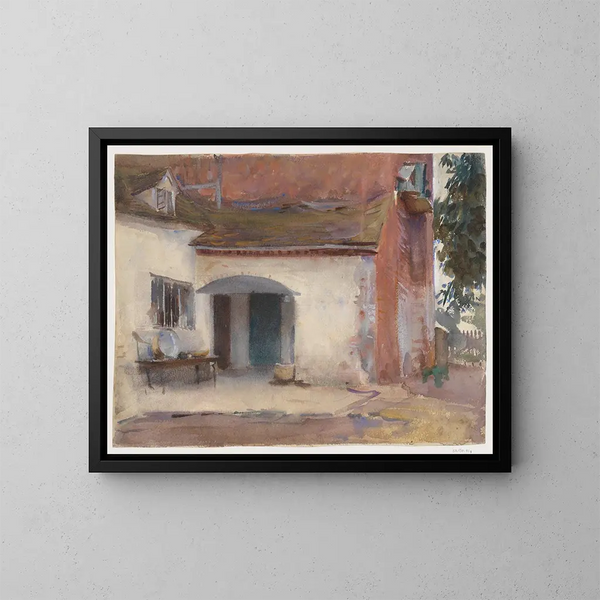 huset och gården - John Singer Sargent — inramlat konstverk på väggen