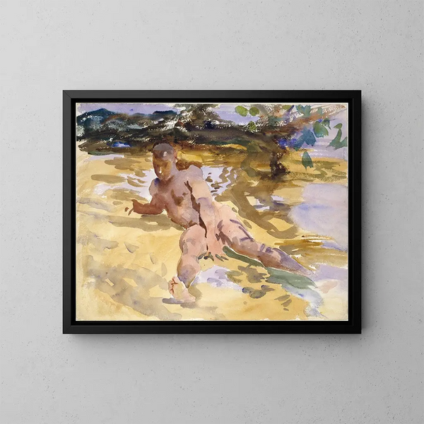 en man på stranden i Florida - John Singer Sargent — inramlat konstverk på väggen