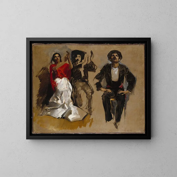 Studie för sittande figurer för El Jale - John Singer Sargent — inramlat konstverk på väggen