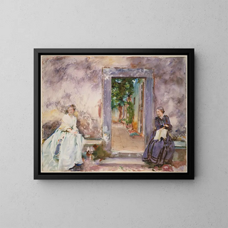 Le Mur de jardin - John Singer Sargent — inramlat konstverk på väggen