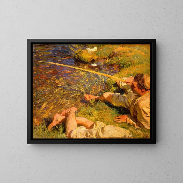 Val d'Aoste, en man med fiske - John Singer Sargent — inramlat konstverk på väggen