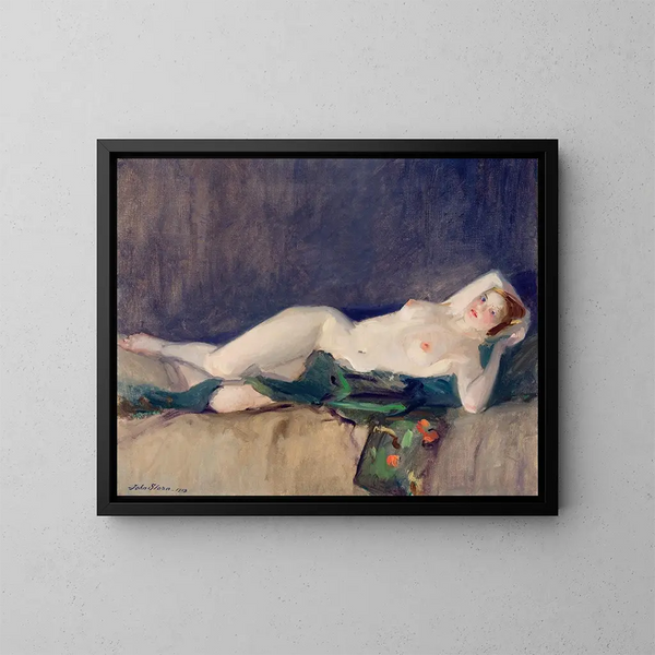 Nu med grön scarf - John Sloan — inramlat konstverk på väggen