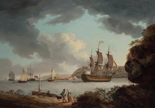John Thomas Serres - A Flagship Of The White Entering The Hamoaze And Approaching Plymouth Dock With DrakeS Island Off Her Port Quarter.webp