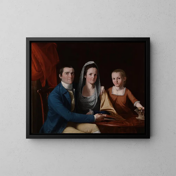 Jonathan Trumbull Jr med fru Trumbull Eunice Backus och Faith Trumbull - John Trumbull — inramlat konstverk på väggen