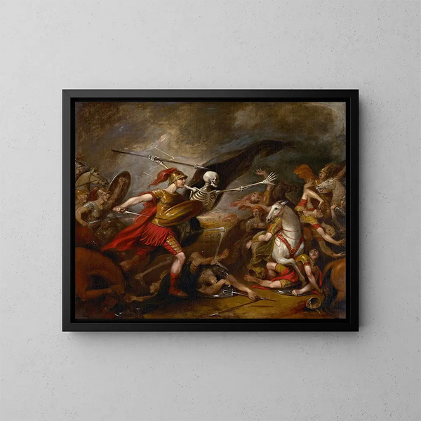 Josué vid slaget vid Aï med Döden - John Trumbull — inramlat konstverk på väggen