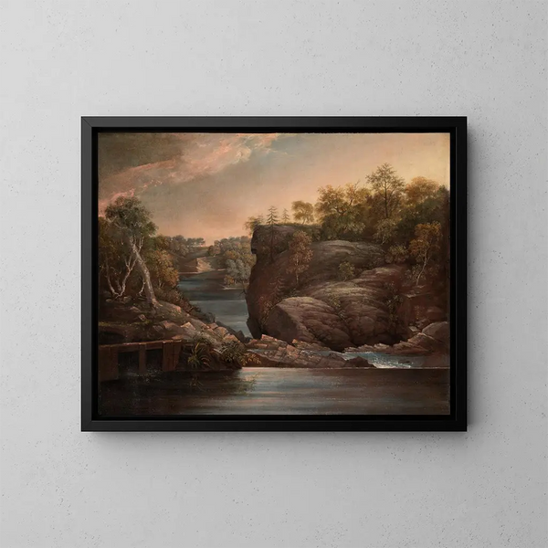 Norwich fall eller Yantic-fallen i Norwich - John Trumbull — inramlat konstverk på väggen