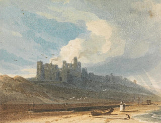 Château de Bamburgh, Northumberland - John Varley — vy av konstverket