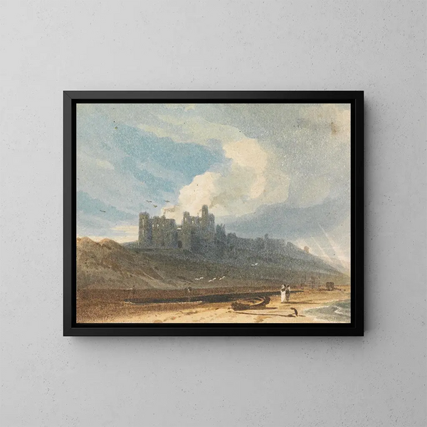 Château de Bamburgh, Northumberland - John Varley — inramlat konstverk på väggen