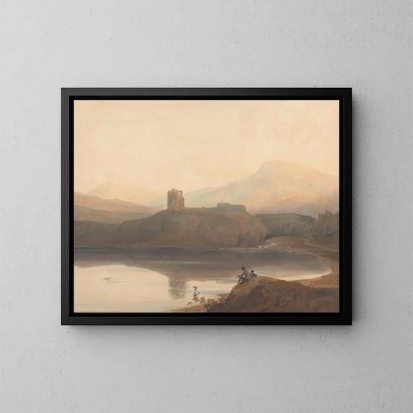Llanberis-sjön med Dolbadarn-slottet - John Varley — inramlat konstverk på väggen