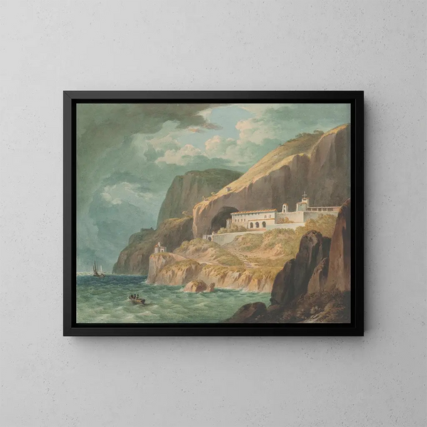 Ett kloster i Amalfi nära Salerno, Italien - John Warwick Smith — inramlat konstverk på väggen
