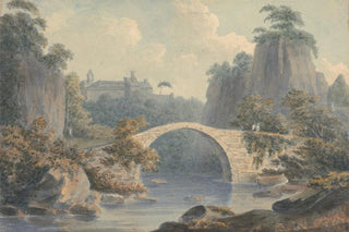John Warwick Smith - River Landscape with a Single Arched Bridge.webp