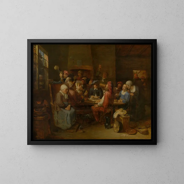 Scène de taverne - Joos van Craesbeeck — inramlat konstverk på väggen
