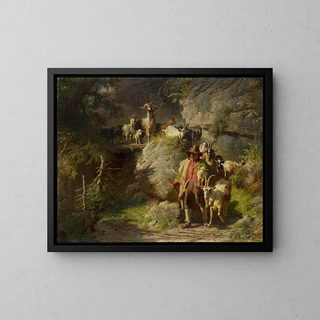 Josef Anton Braith - Shepherd with Flock of Goats.webp