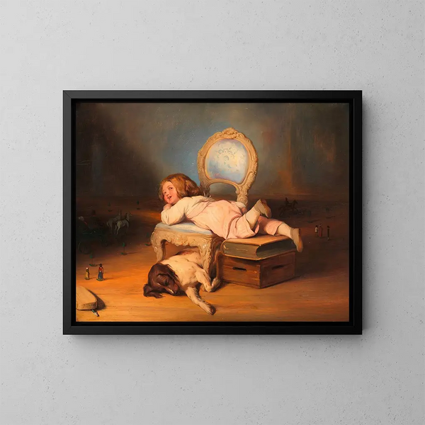 L'enfant et son monde - Josef Danhauser — inramlat konstverk på väggen