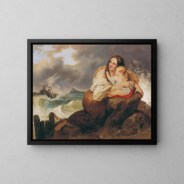 Le naufragé - Josef Danhauser — inramlat konstverk på väggen