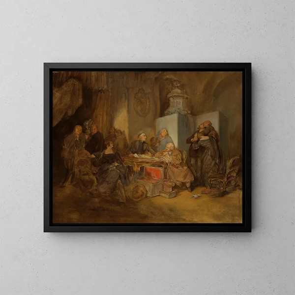 L'Ouverture du testament II - Josef Danhauser — inramlat konstverk på väggen