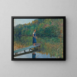 Josef Engelhart - A Girl on a Jetty fishing.webp