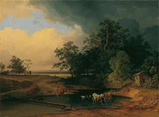 Josef Feid - Aulandschaft bei Abendstimmung.webp
